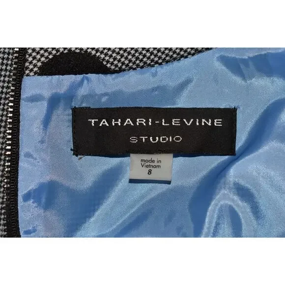 TAHARI ASL $128 Black White Polka Dot Sleeveless A-Line Dress Size 8 - Picture 4 of 4